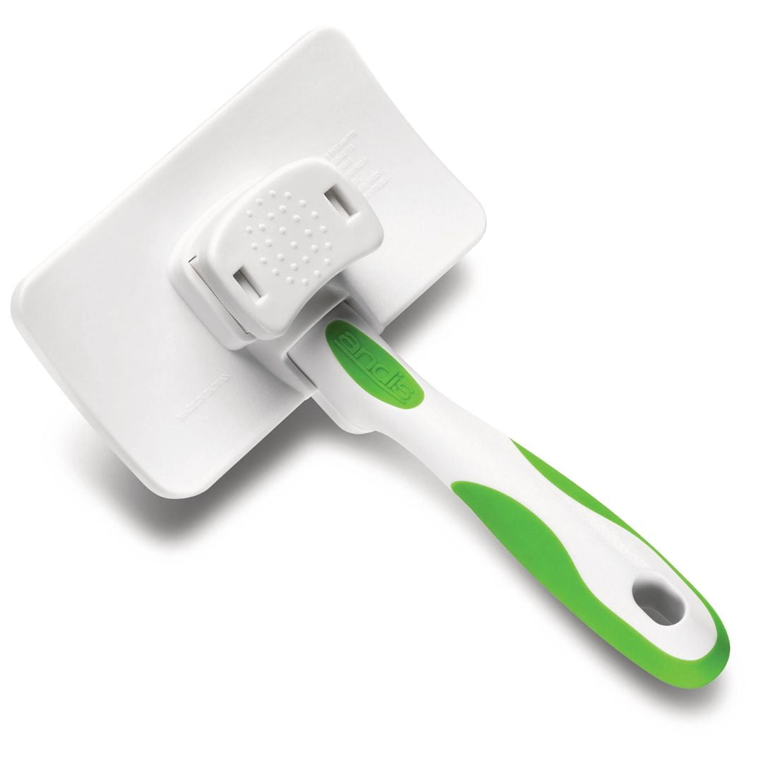 Andis Pet Grooming SelfCleaning Slicker Bush White Lime Green |  | PeekAPaw Pet Supplies