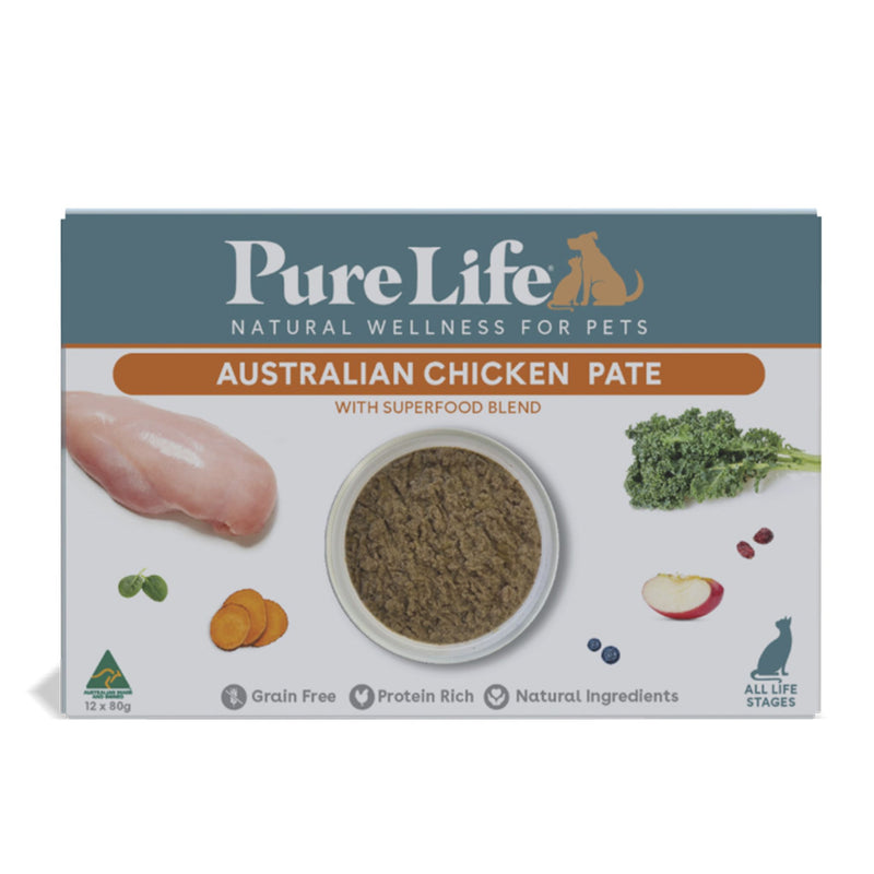 Pure Life Wet Cat Food Australia Chicken Pate 80g x 12 | PeekAPaw Pet Supplies