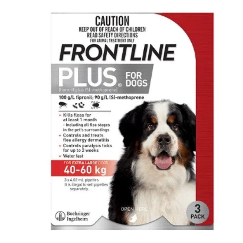 Frontline Plus for Dogs - 3 Pack (40-60kg) | PeekAPaw Pet Supplies