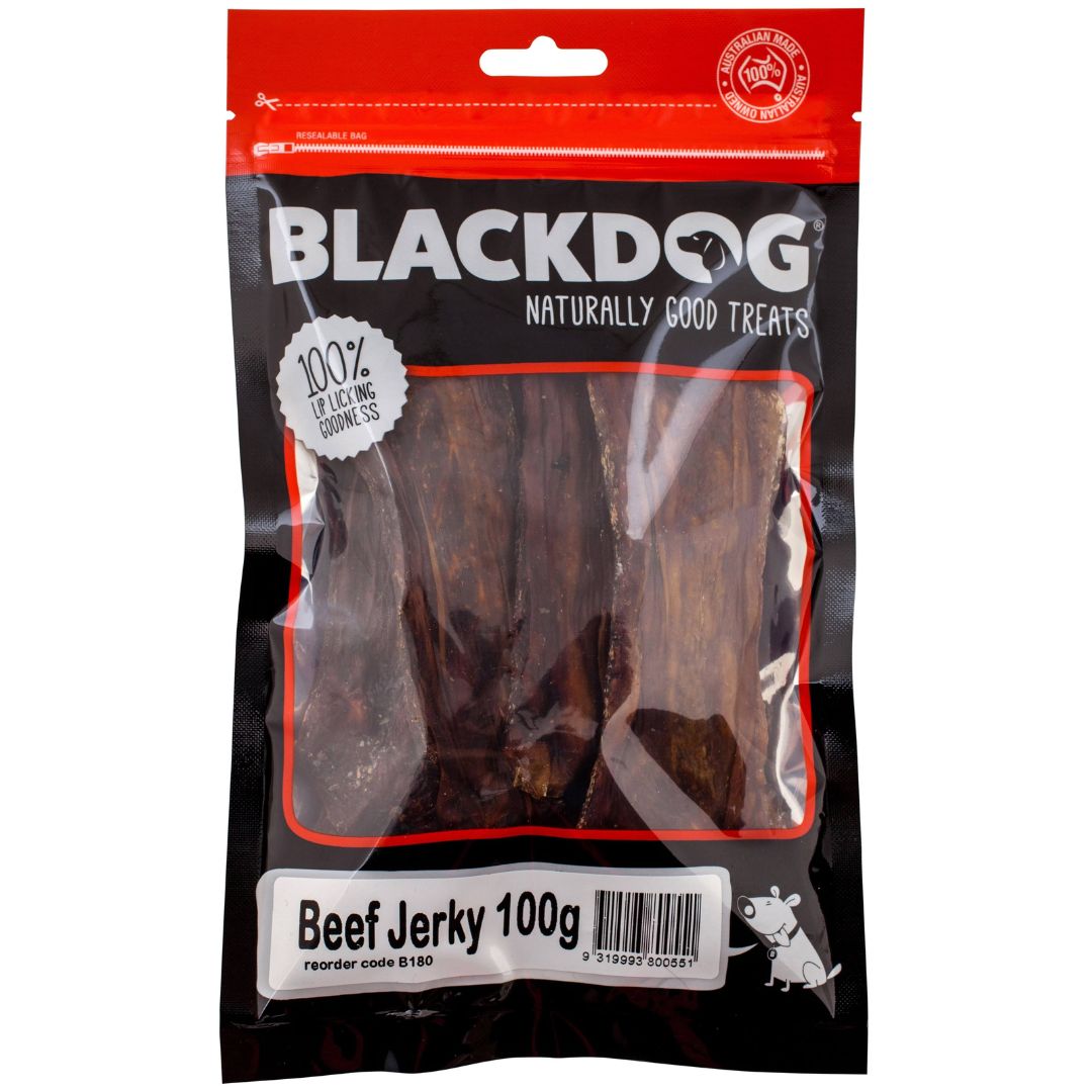 Blackdog Beef Jerky Dog Treats - 100g | PeekAPaw Pet Supplies
