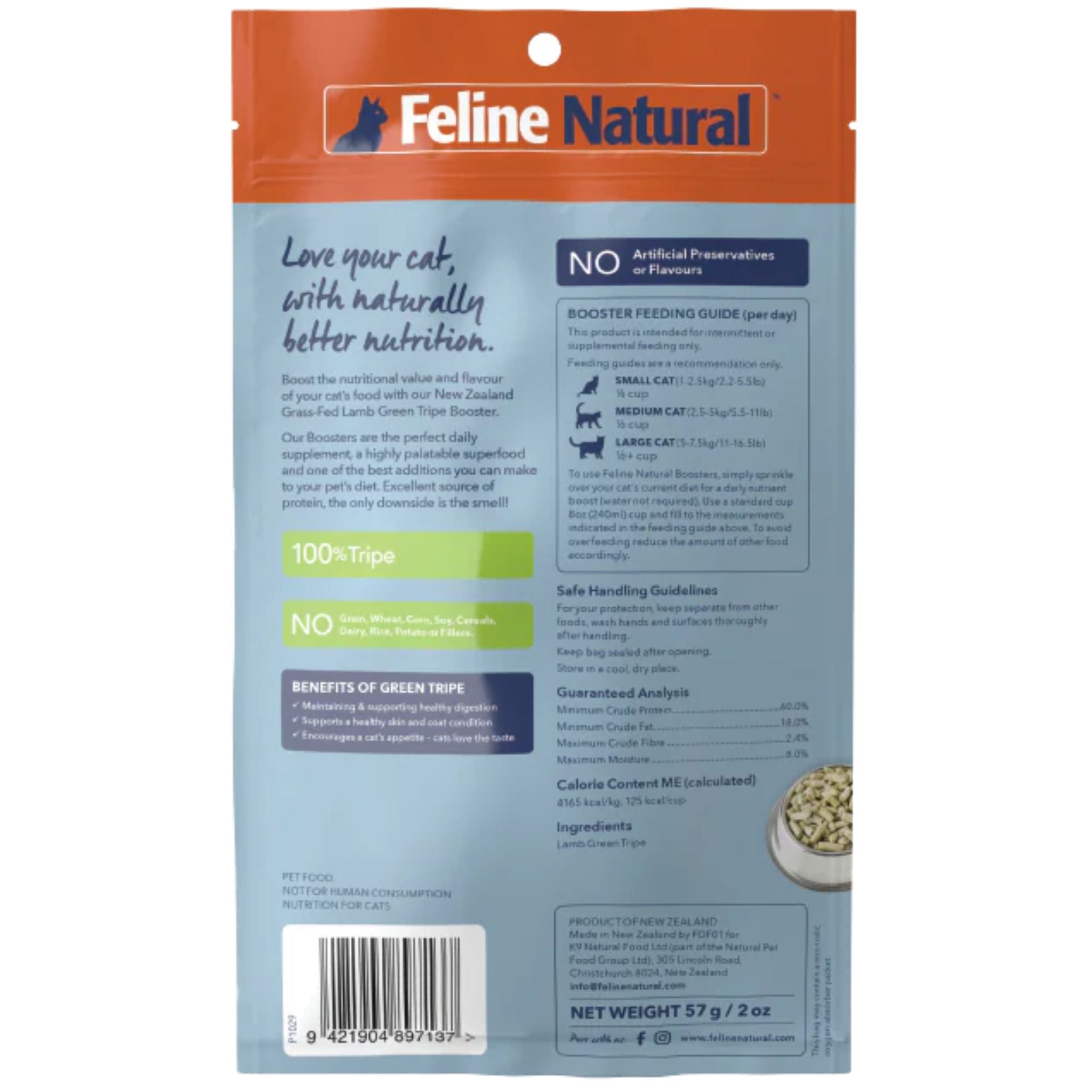 Feline Natural Freeze Dried Lamb Green Tripe Booster