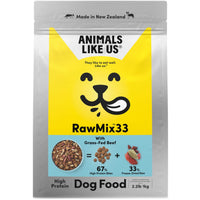 Animals Like Us RawMix33 Grass-Fed Beef dog food, packaging front