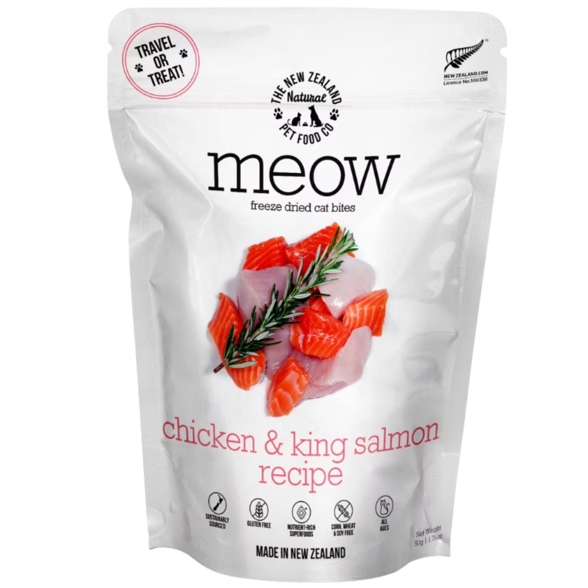 The New Zealand Natural Meow Freeze Dried Cat Treat Chicken & King Salmon