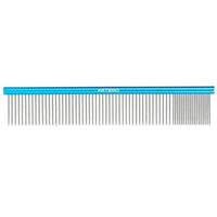 Artero Rocky Giant grooming comb with a bright blue spine and long steel teeth, lying flat