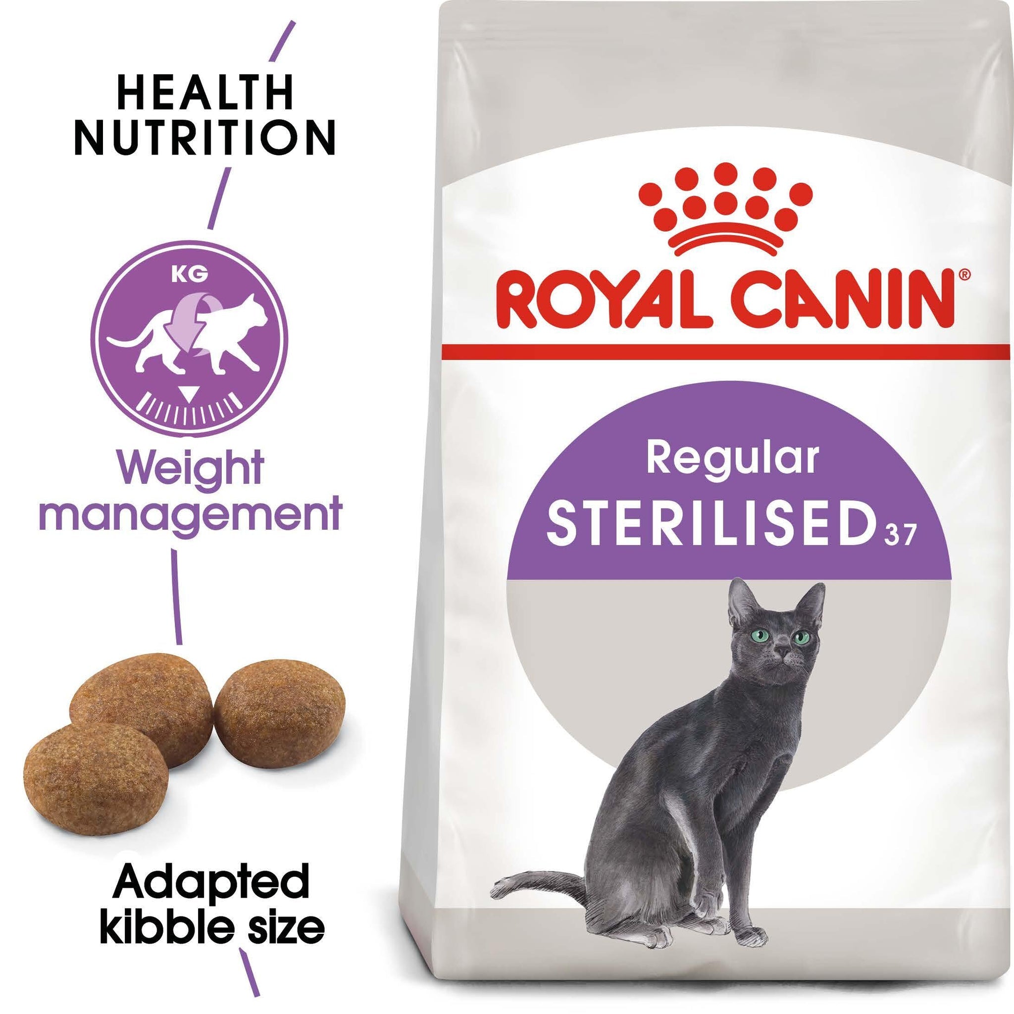 Royal Canin Sterilised Adult dry cat food pack detail