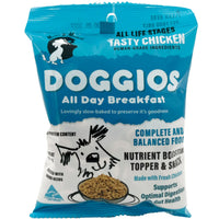 Mimi & Munch Doggios All Day Breakfast Tasty Chicken dry dog food, front of the blue 100g pack