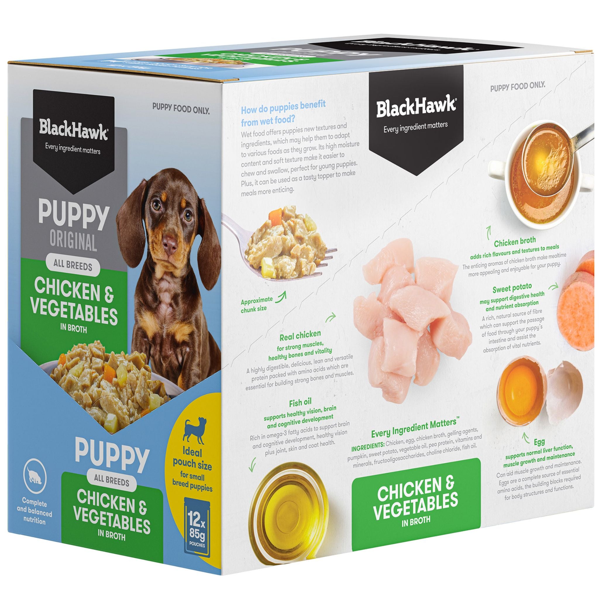 Black Hawk Original Puppy Chicken and Vegetables Wet Dog Food Pouch