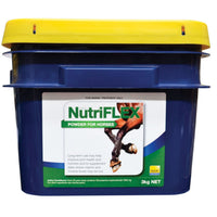 Kelato NutriFLEX joint supplement powder for horses in a 3kg navy pail with a yellow lid