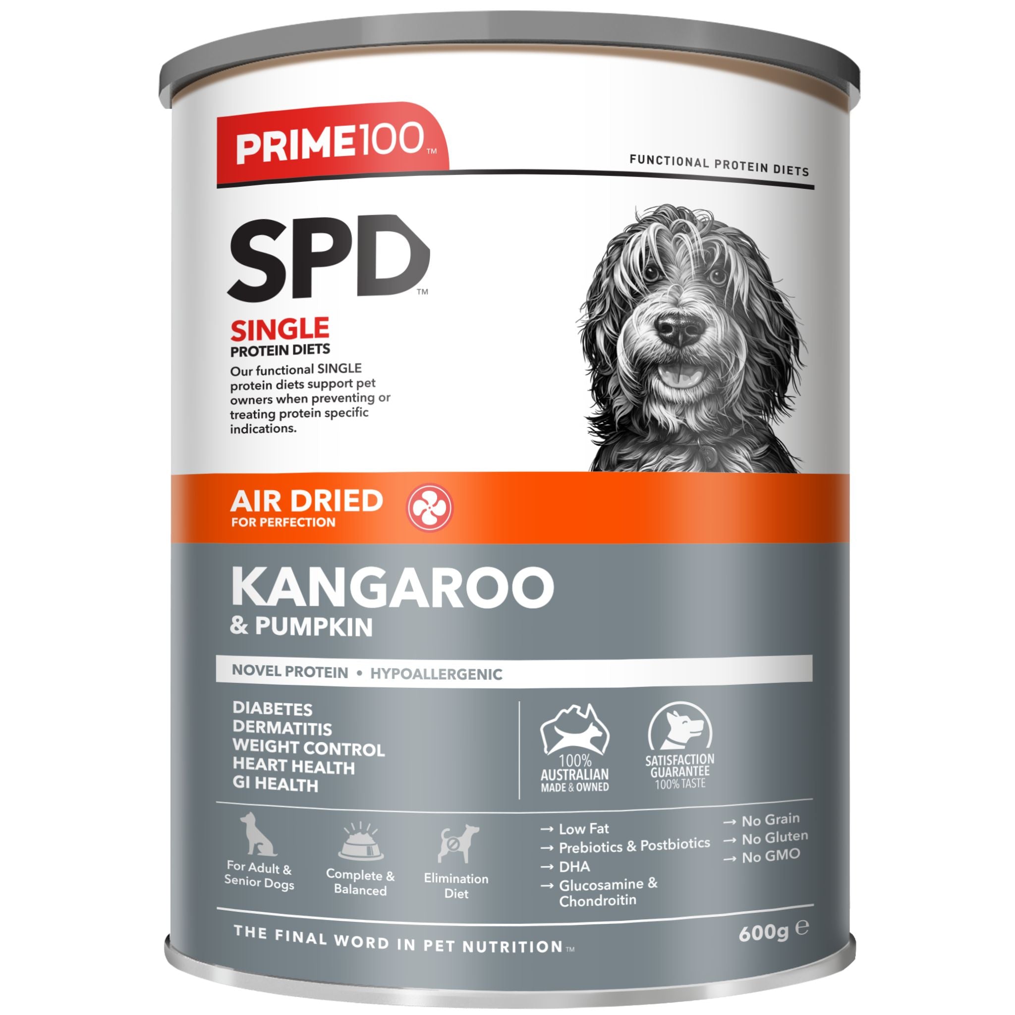 Prime100 SPD Air Dry Dog Food for Adult Kangaroo & Pumpkin