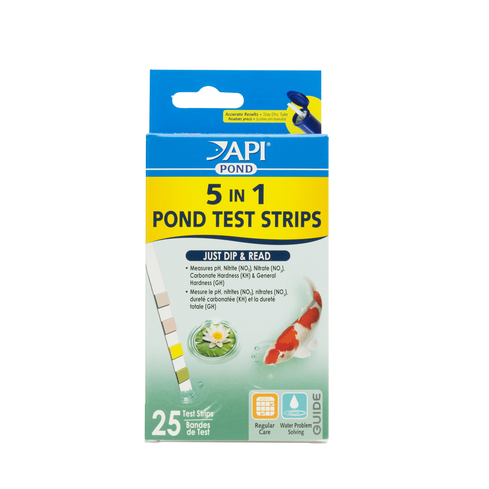 API Pond 5-in-1 test strips tube of 25 strips, front of pack