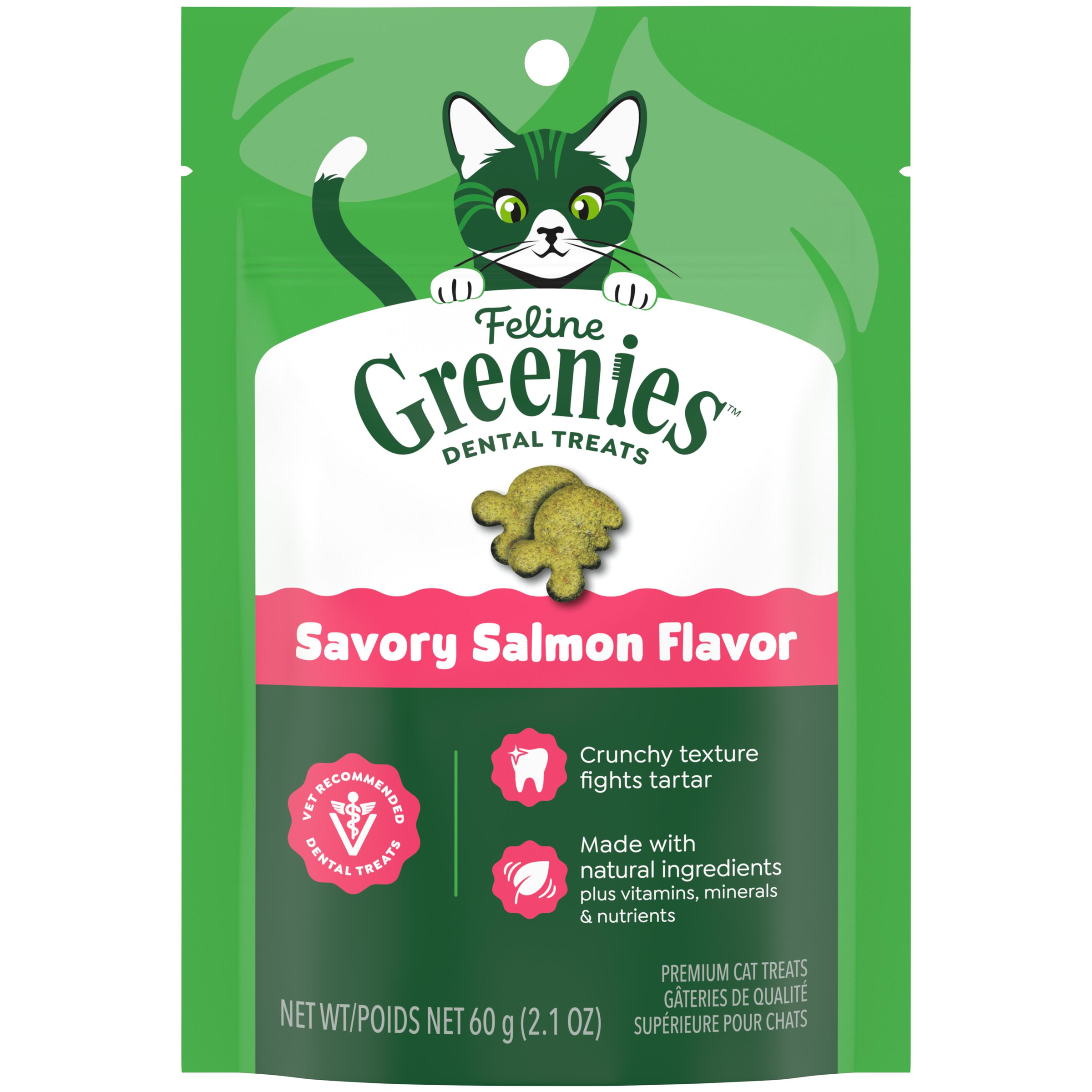 GREENIES Feline Dental Cat Treat Savoury Salmon Flavour front of pack