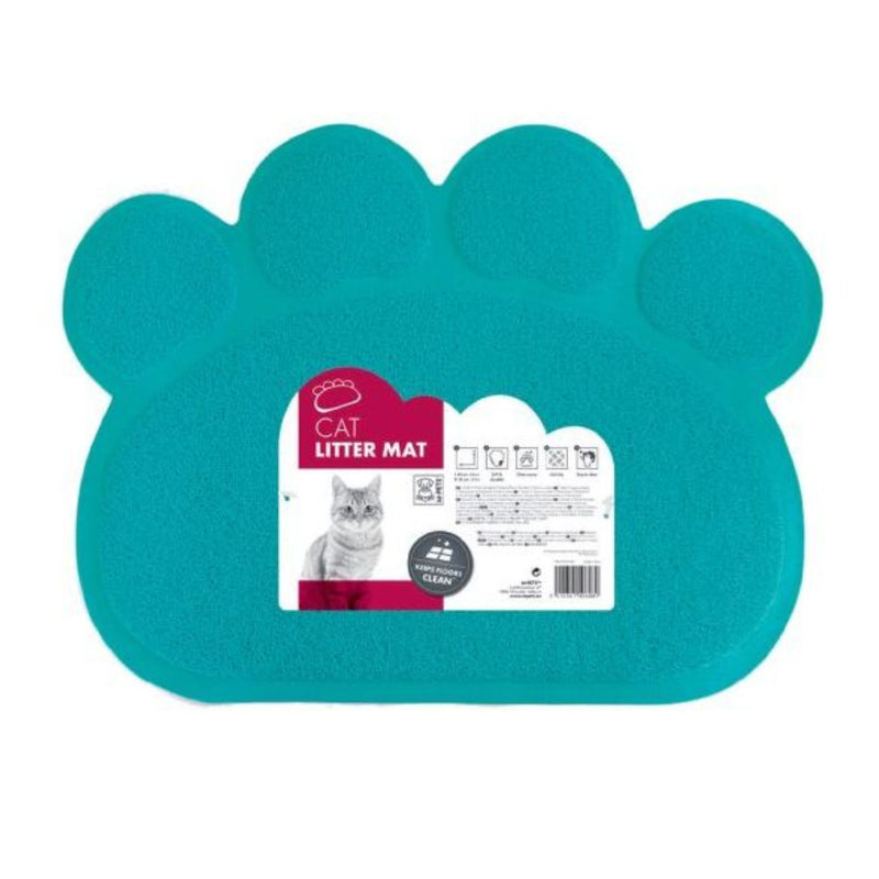 M-Pets Cat Litter Mat Paw 60x45cm - Blue | PeekAPaw Pet Supplies