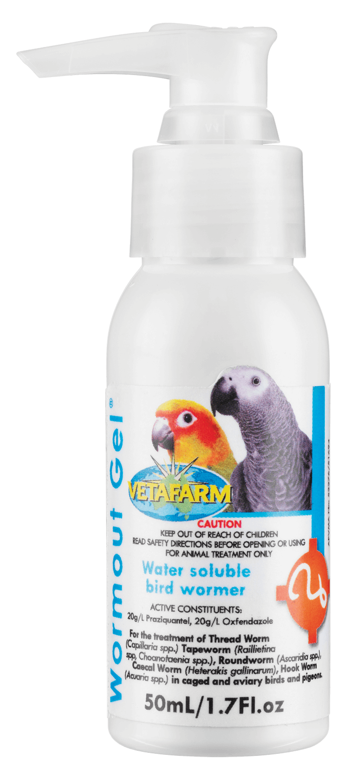 Vetafarm Wormout Gel 50ml pump bottle – front