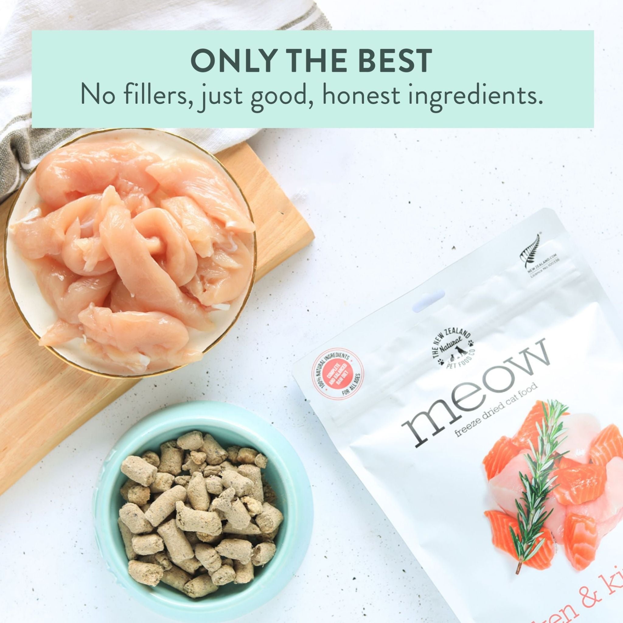 The New Zealand Natural Meow Freeze Dried Cat Food Chicken & King Salmon