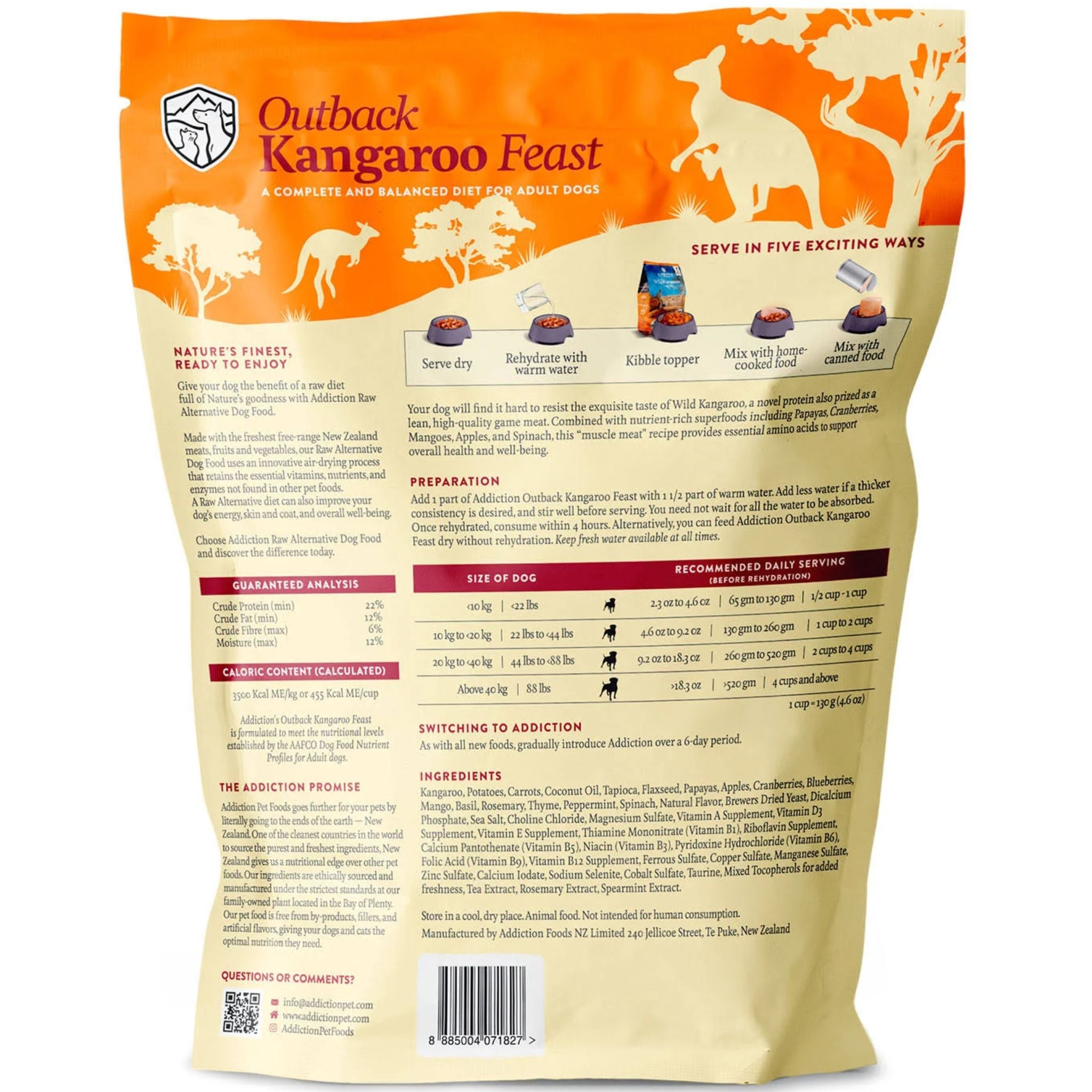 ADDICTION Outback Kangaroo Feast Raw Alternative Dog Food