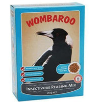 Wombaroo Insectivore Rearing Mix, 52% protein live-food replacer, 250g, for magpies, kookaburras and birds of prey