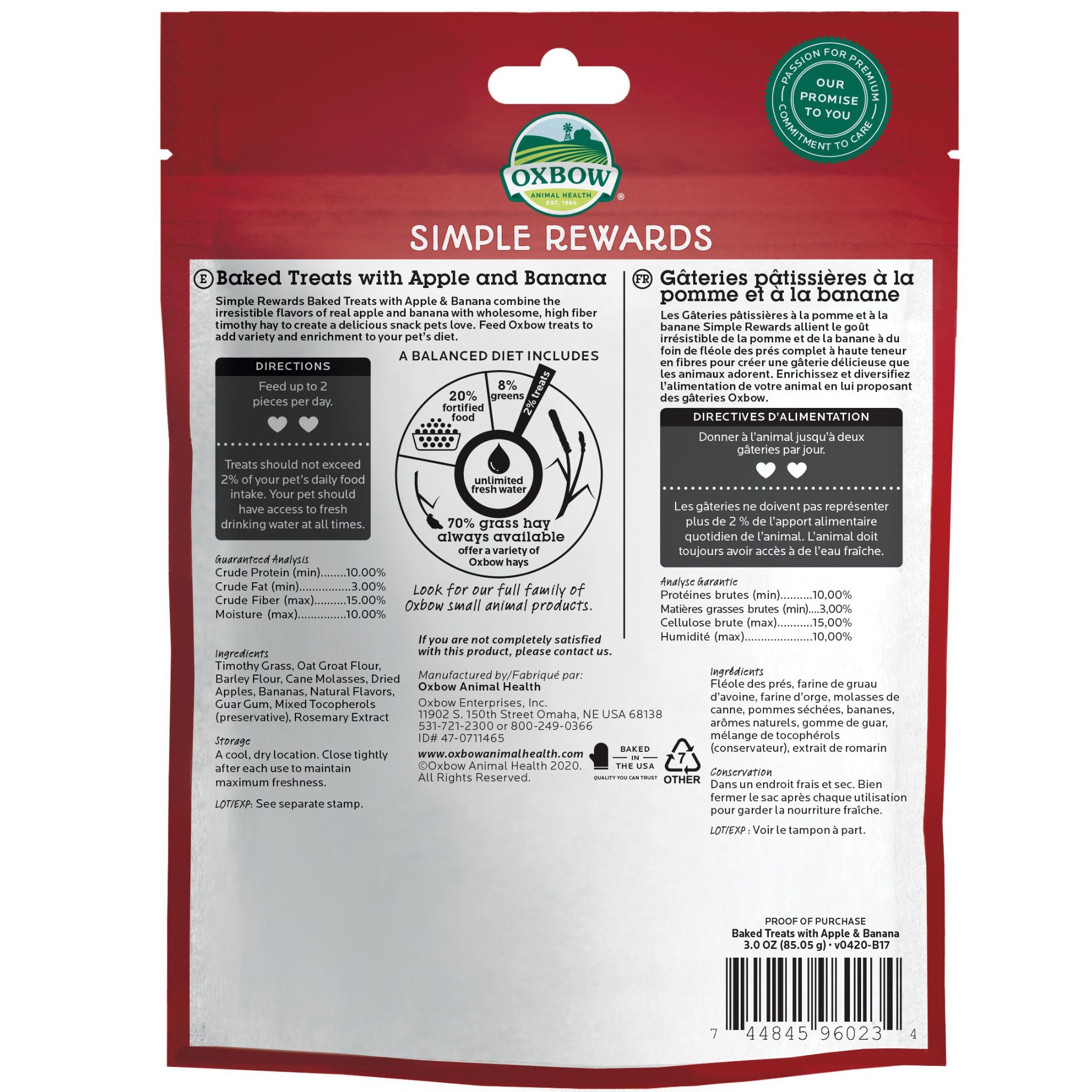 Oxbow Simple Rewards Baked Treats With Apple & Banana