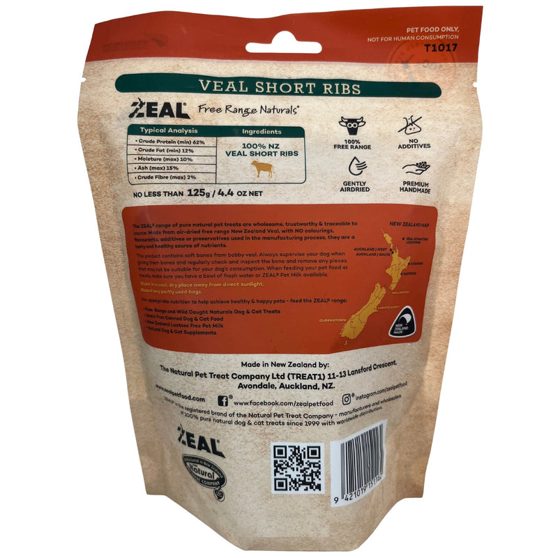 Zeal Dog Treats Air Dried Veal Short Ribs 125g | PeekAPaw Pet Supplies