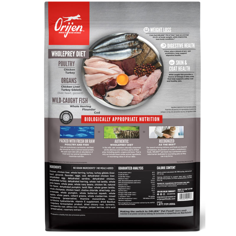ORIJEN Biologically Appropriate Dry Cat Food Fit and Trim