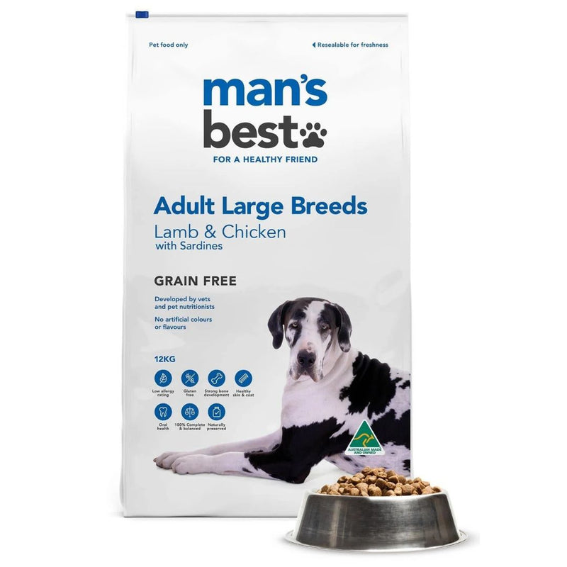 Mans Best Adult Large Breeds Dog Food Lamb & Chicken | PeekAPaw Pet Supplies