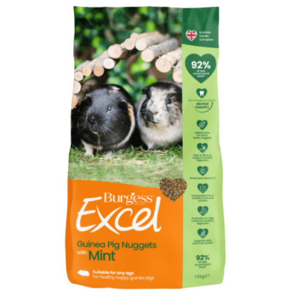 Burgess Excel Guinea Pig Nuggets Mint - 1.5kg | PeekAPaw Pet Supplies