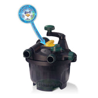Blagdon Clean Pond Machine pressurised pond filter with the 5 in 1 Clean Pond Pods badge