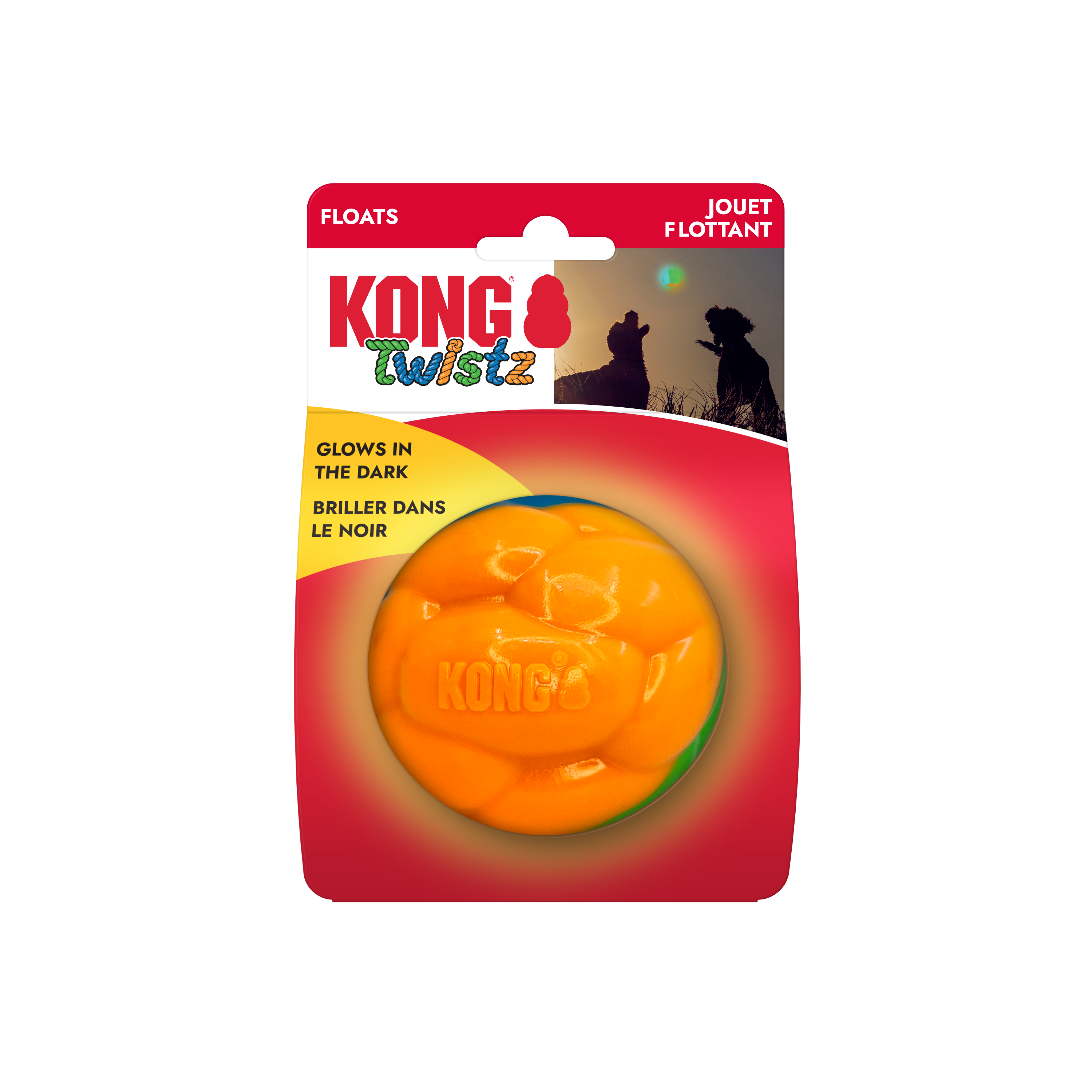 KONG Dog Toys Twistz High-Viz Ball in its retail pack