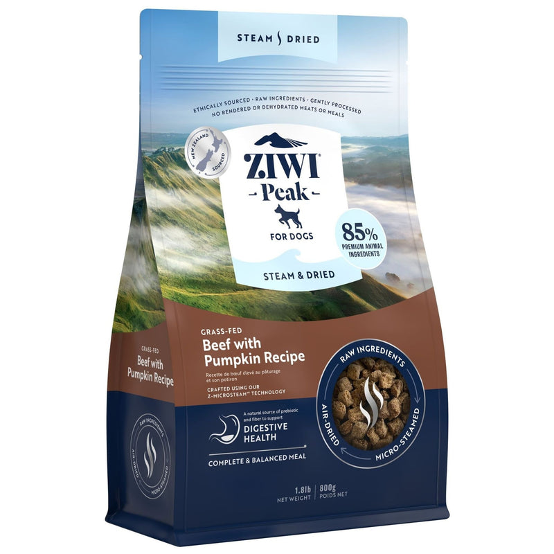 Ziwi Peak Steam and Dried Dog Food Grass-Fed Beef with Pumpkin