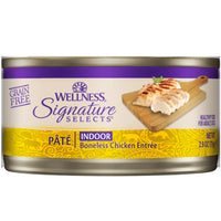 Wellness CORE Signature Selects Pate Indoor Boneless Chicken cat food can, front label