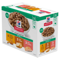 Retail box of Hill's Science Diet Kitten Favourite Selection cat food pouches, 12 pouches