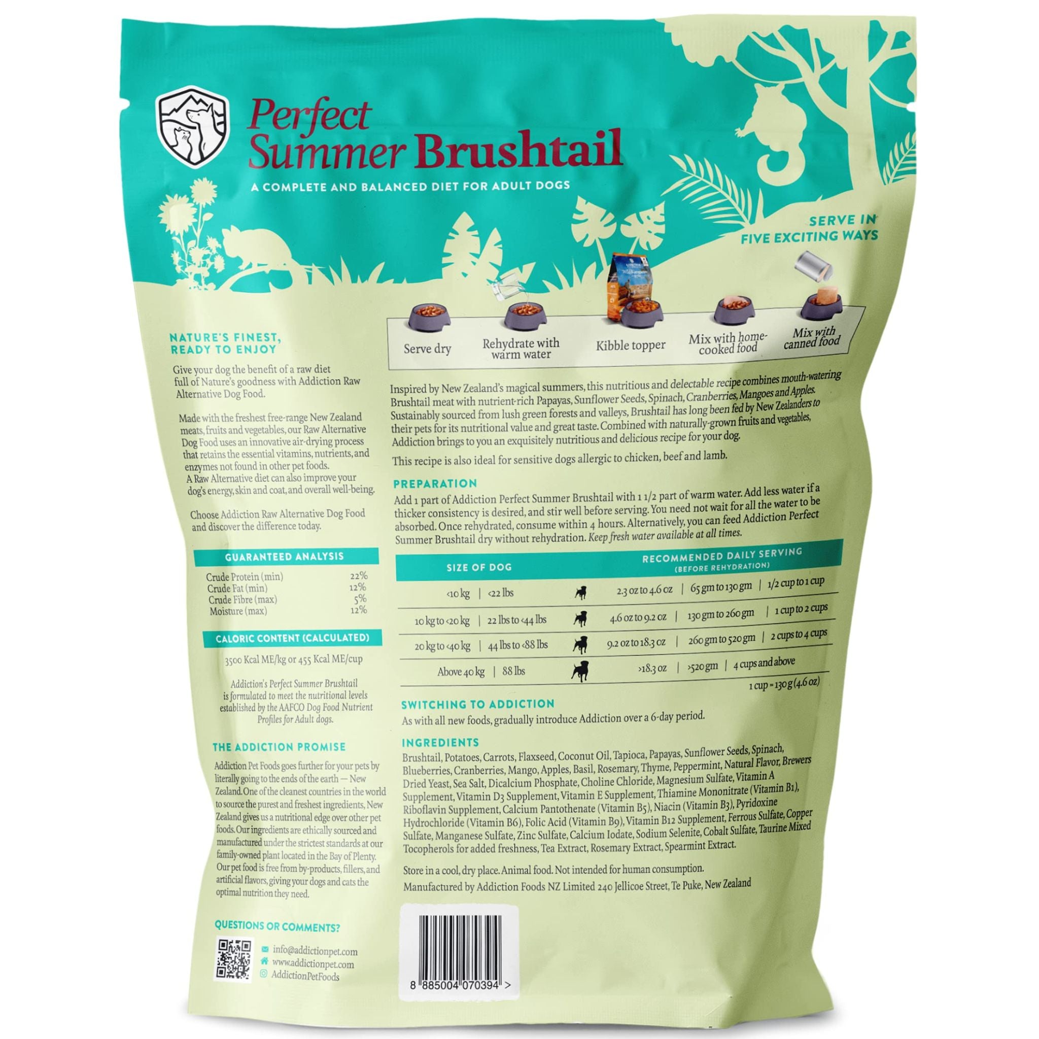 ADDICTION Perfect Summer Brushtail Raw Alternative Dog Food