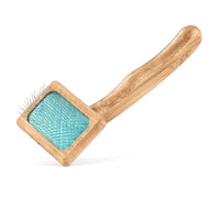 Artero Nature Collection supersoft slicker brush, bamboo handle with a teal cushion pad and fine pins