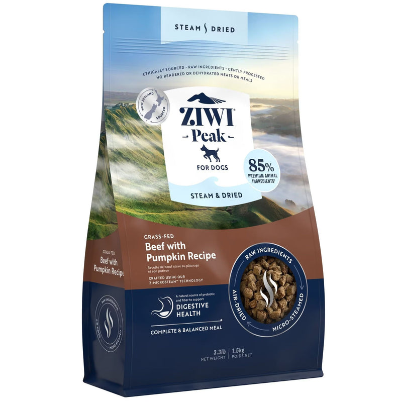 Ziwi Peak Steam and Dried Dog Food Grass-Fed Beef with Pumpkin