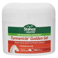 Stance Equitec Turmericle Golden Gel aloe vera and turmeric gel for horses in a 100ml pot
