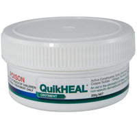 Kelato QuikHEAL antiseptic ointment for horses in a 200g white jar with its warning panel