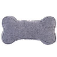 Lilly and Dash Bone Dog Toy in Charcoal, a bone-shaped grey boucle plush toy