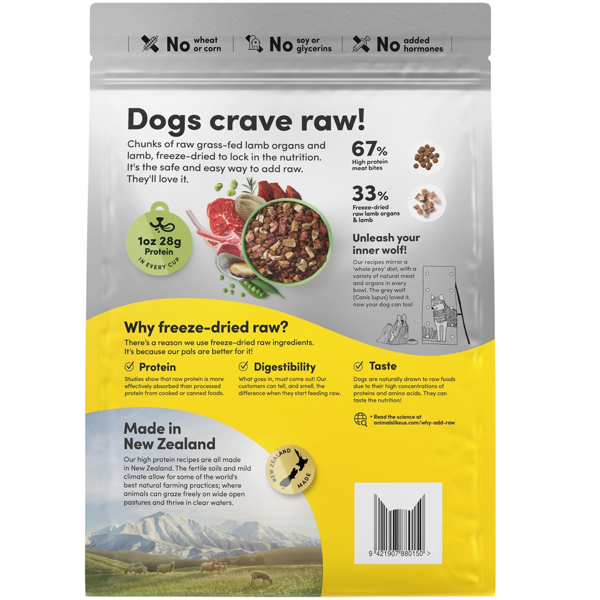 Animals Like Us Dog Food RawMix33 with Grass-Feed Lamb