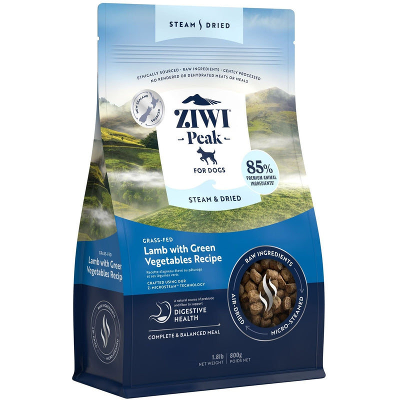 Ziwi Peak Steam and Dried Dog Food Grass-Fed Lamb with Green Vegetables