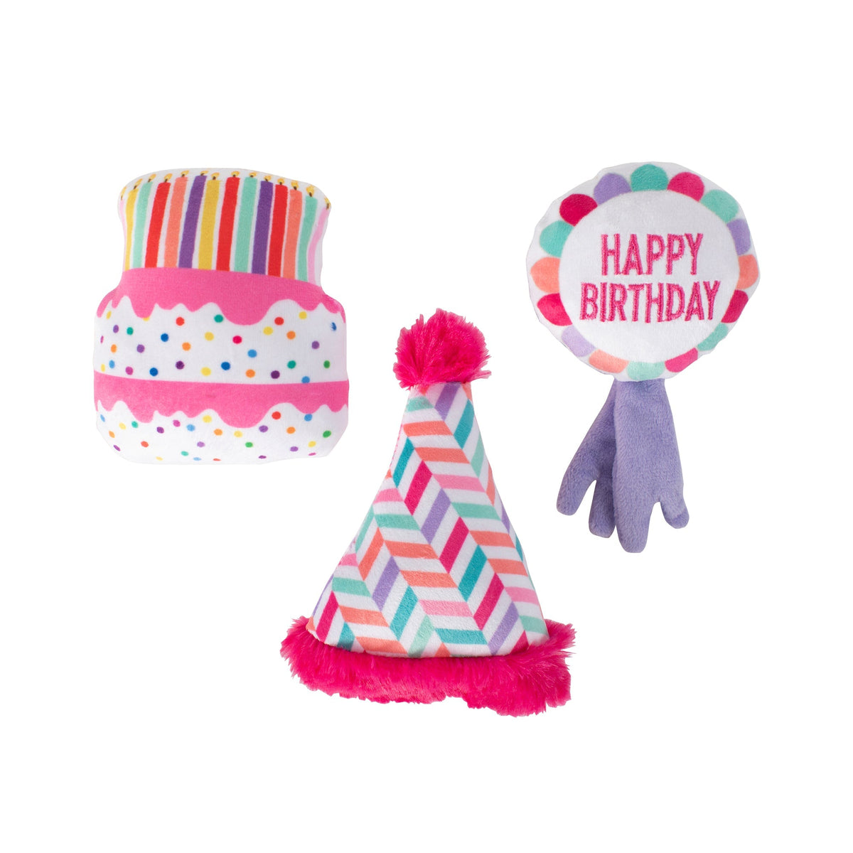 Fringe Studio Plush Dog Toy Set - Can I Get A Woofwoof — front view