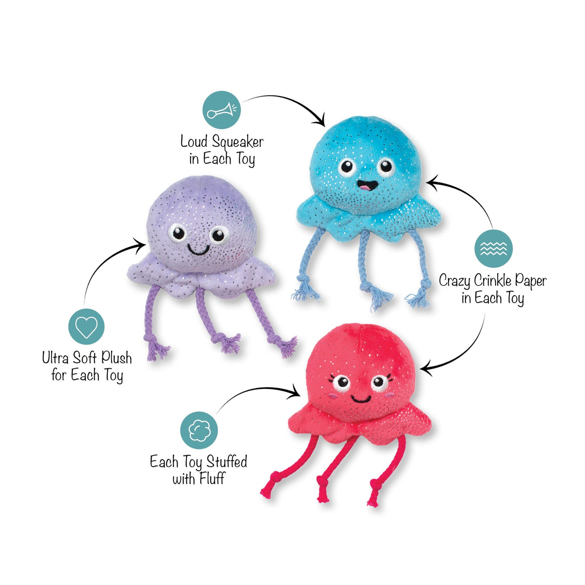 Fringe Studio Plush Dog Toy Set - Too Tentacool — alternate view