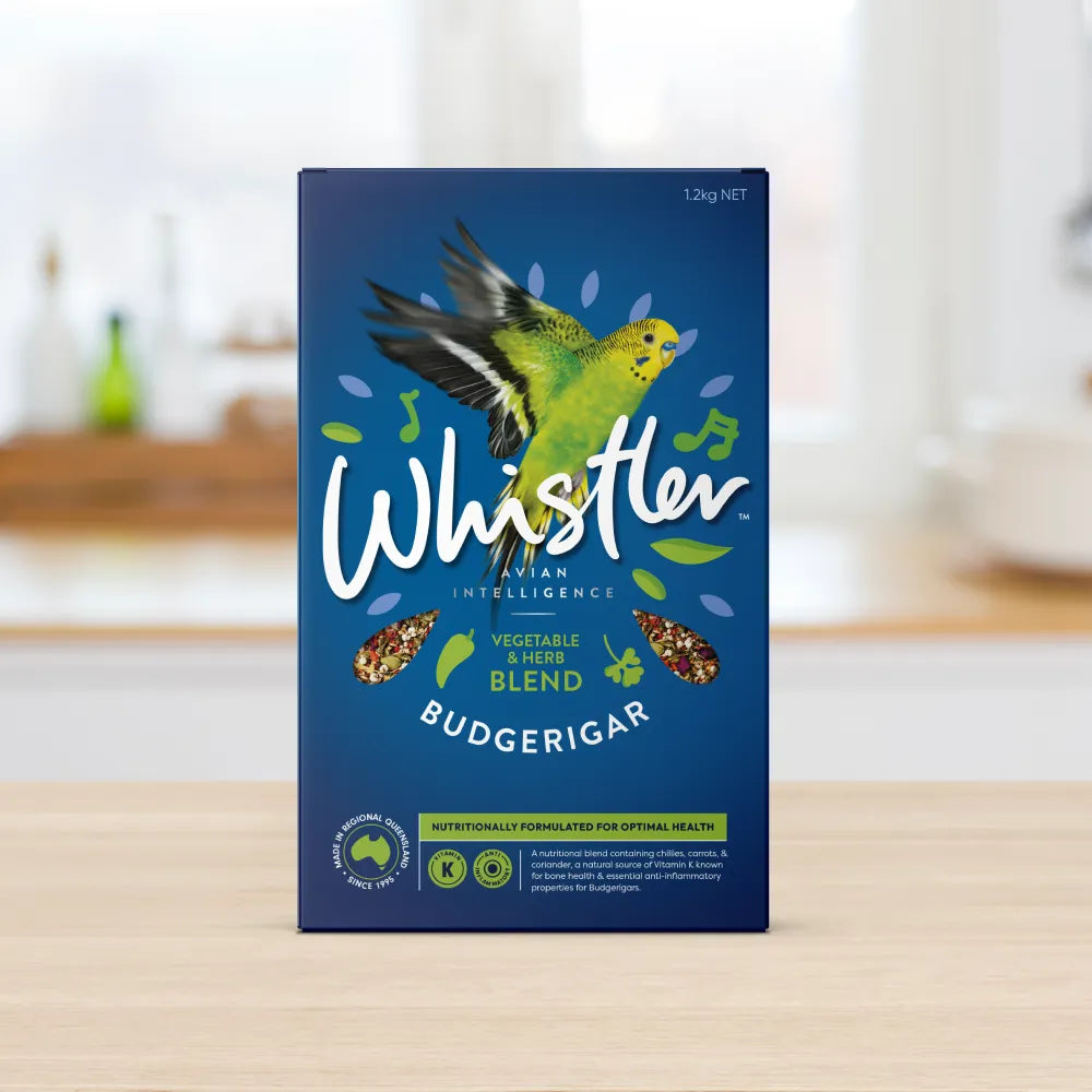 Whistler Budgie Gourmet Blend bird seed 1.2kg carton - front of pack