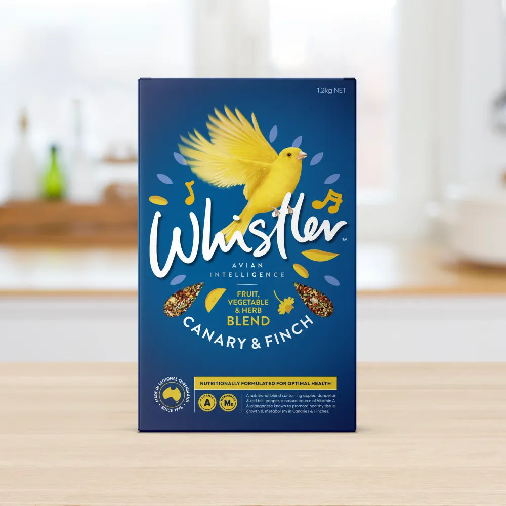 Whistler Canary & Finch Gourmet Blend bird seed 1.2kg carton - front of pack
