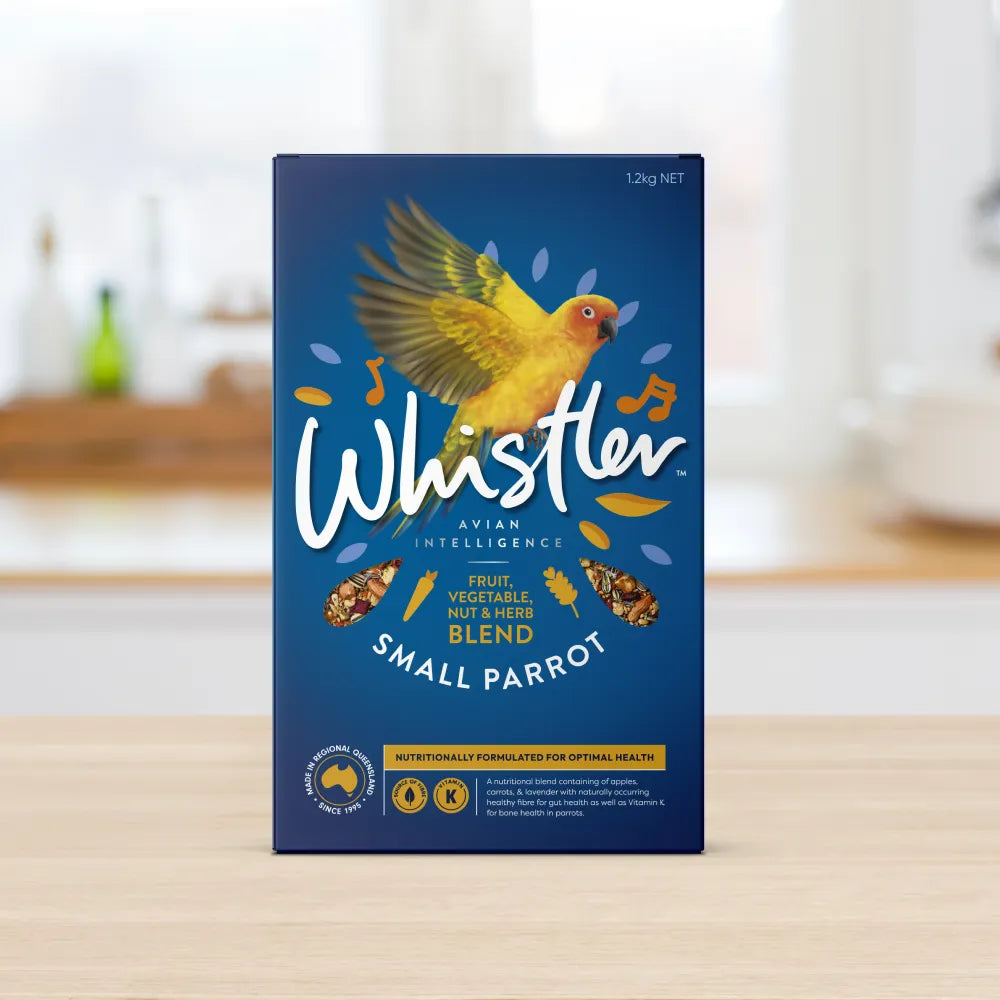Whistler Small Parrot Gourmet Blend bird seed 1.2kg carton - front of pack