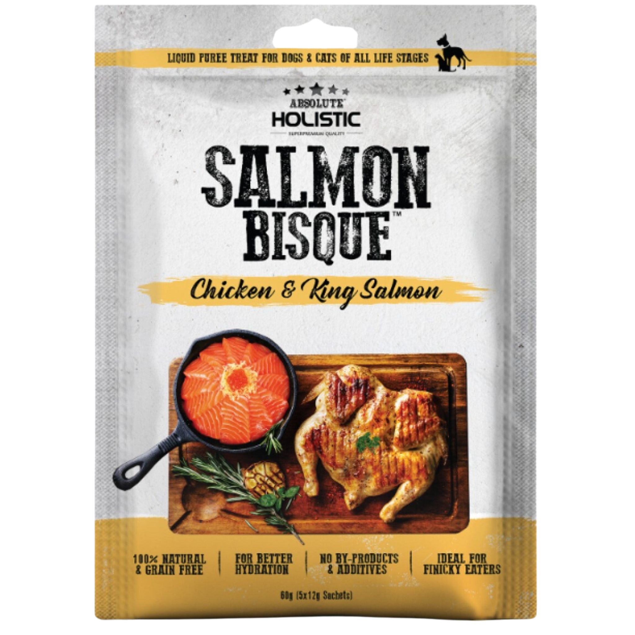 Absolute Holistic Bisque Chicken & King Salmon Pet Treats for Cats & Dogs