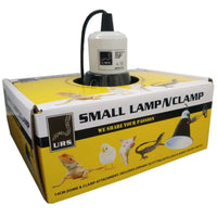 URS Small Lamp N Clamp retail box with the black dome clamp lamp sitting on top