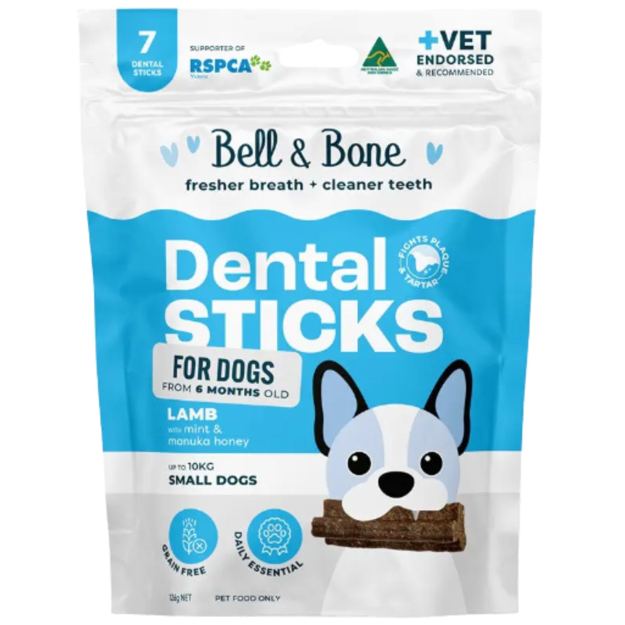 Bell and Bone Dental Sticks for Adult Dogs - Lamb, Mint & Manuka Honey