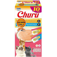 Inaba Churu Puree Salmon & Chicken Varieties, lickable puree tubes, box of 10 x 14g, cat treat