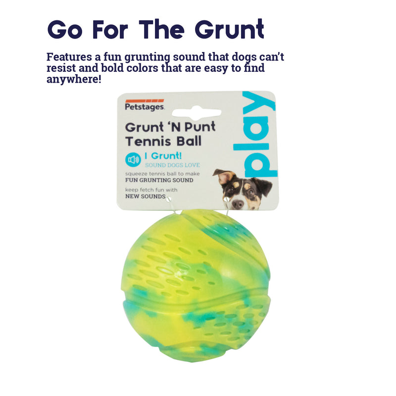 Petstages Grunt N Punt Tennis Ball Fetch Dog Toy