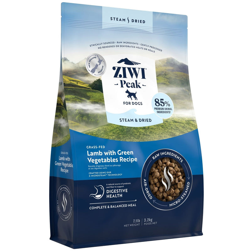 Ziwi Peak Steam and Dried Dog Food Grass-Fed Lamb with Green Vegetables