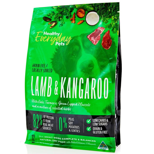 Healthy Everyday Pets Dry Dog Food Lamb & Kangaroo - 12kg  | PeekAPaw Pet Supplies